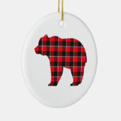 Bear Shaped Plaid Red Black Buffalo セラミックオーナメント (右)
