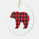 Bear Shaped Plaid Red Black Buffalo セラミックオーナメント (左)