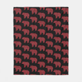 Bear Shaped Plaid Red Black Buffalo フリースブランケット (正面)