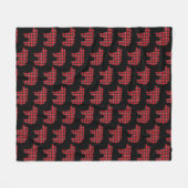Bear Shaped Plaid Red Black Buffalo フリースブランケット (正面(横))