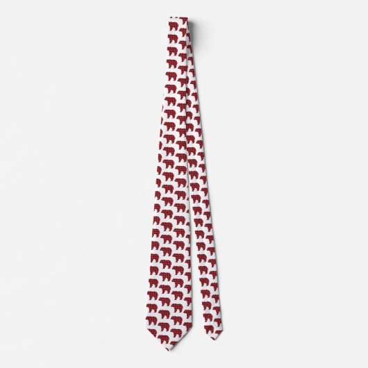 Bear Shaped Plaid Red Black Buffalo Neck Tie ネクタイ (正面)