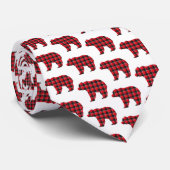 Bear Shaped Plaid Red Black Buffalo Neck Tie ネクタイ (ロール)