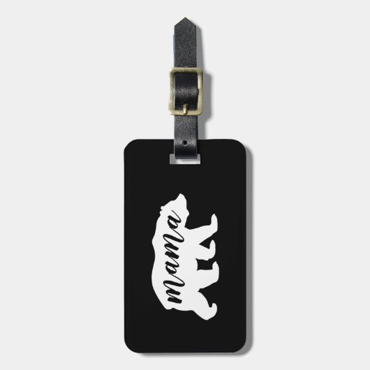 Bear Silhouette白黒原稿のママ ラゲッジタグ (正面縦)