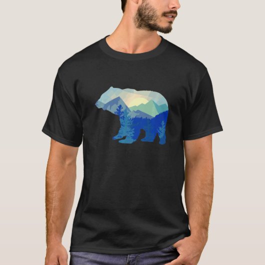 Bear Silhouette Mountain Wildlife Animal I Great B Tシャツ (正面)