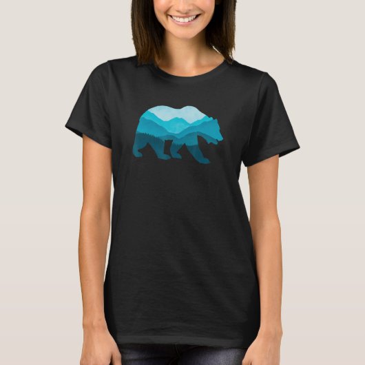 Bear Silhouette Outdoor Landscape Wildlife Forest  Tシャツ (正面)