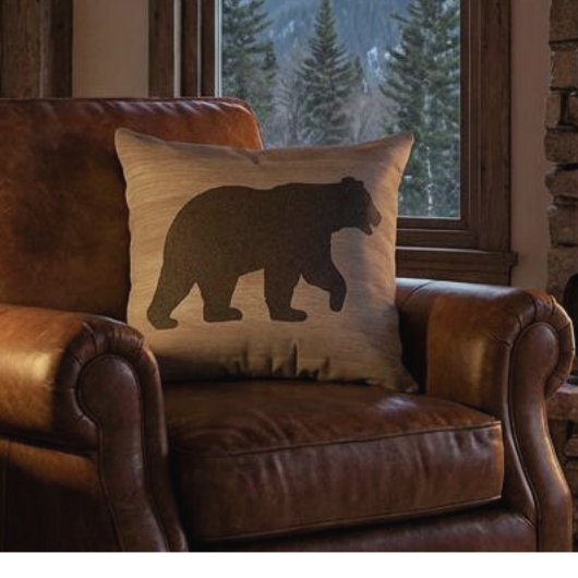 Bear Silhouette Reversible Throw Pillow クッション