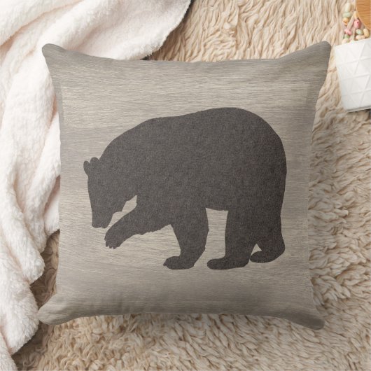 Bear Silhouette Reversible Throw Pillow クッション (ブランケット)
