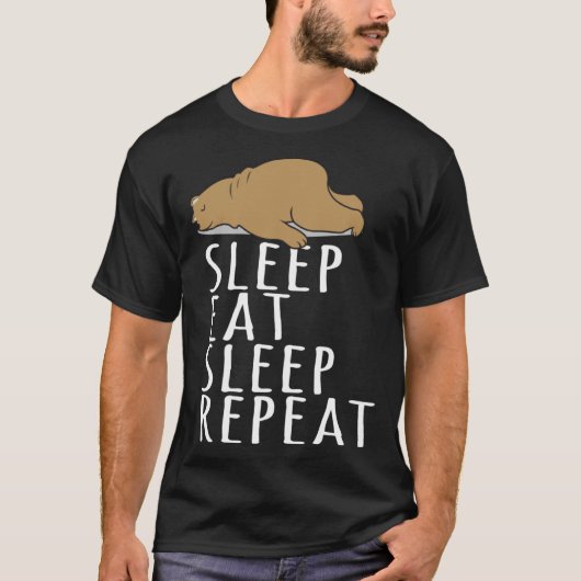 Bear Sleep Eat Repeat Slogan Nightdress Tシャツ (正面)