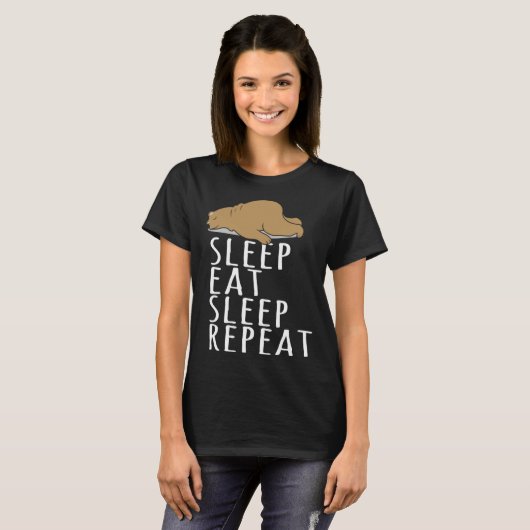 Bear Sleep Eat Repeat Slogan Nightdress Tシャツ (正面フル)