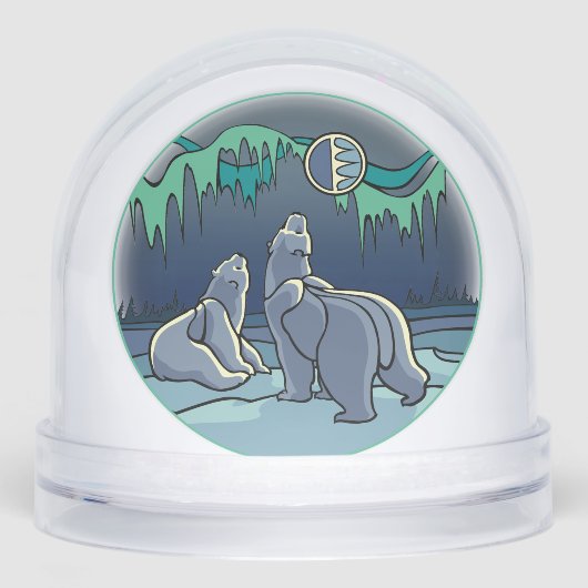 Bear Snow Globe Custom Polar Bear & Cubs Snowglobe (正面)