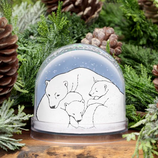 Bear Snow Globe Custom Polar Bear & Cubs Snowglobe (冬)