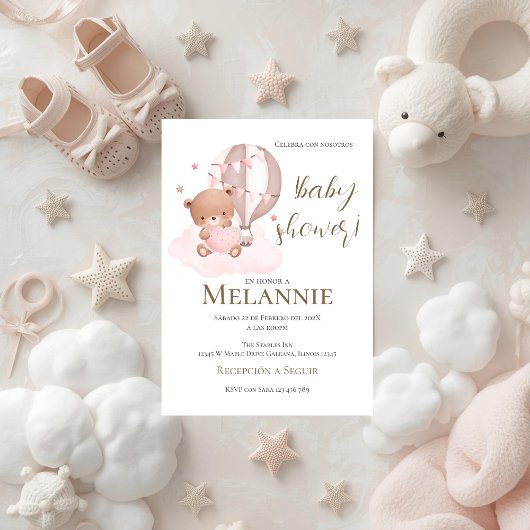 Bear Spanish Baby Shower invitation 招待状
