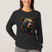 Bear Sunglasses Colourful Art Animal Bear Tシャツ (正面)