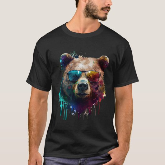 Bear sunglasses glasses vacation party  bear fan tシャツ (正面)