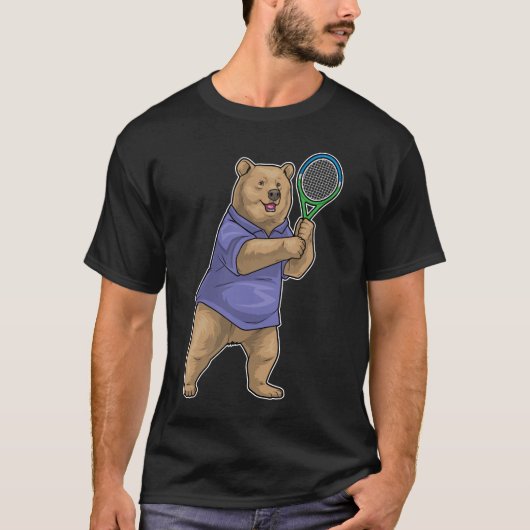 Bear Tennis Tennis racket Sports Tシャツ (正面)