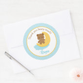 Bear Thank You Stickers Moon - 1st Birthday Friend ラウンドシール (封筒)