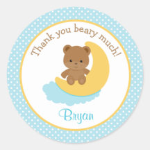 Bear Thank You Stickers Moon - 1st Birthday Friend