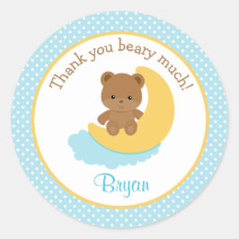 Bear Thank You Stickers Moon - 1st Birthday Friend ラウンドシール