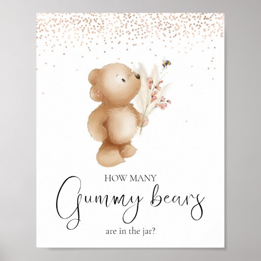 Bear & The Bee | いくつある?ベビーシャワーゲーム ポスター (正面)
