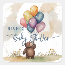 Bear Themed Gender Neutral Baby Shower スクエアシール