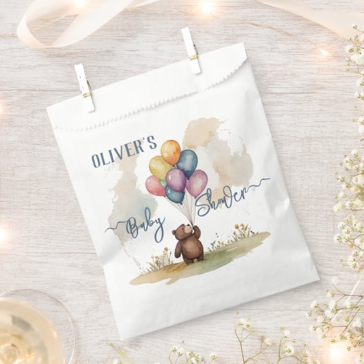 Bear Themed Gender Neutral Baby Shower フェイバーバッグ (クリップ留めされた状態)
