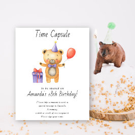 Bear Time Capsule 1st birthday gender neutral ポスター