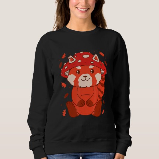 Bear Toadstool Hat Autumn Cat Bear Red Panda スウェットシャツ (正面)