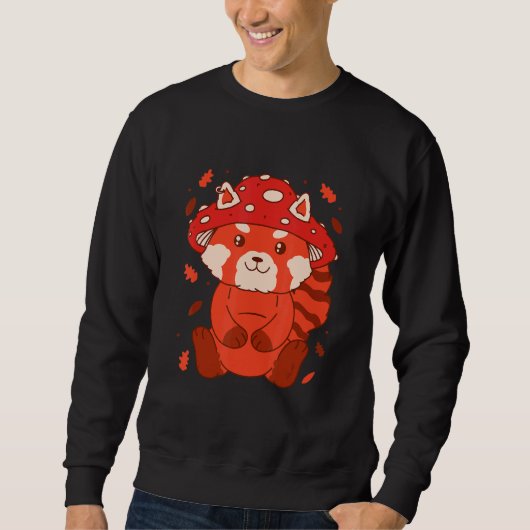 Bear Toadstool Hat Autumn Cat Bear Red Panda スウェットシャツ (正面)