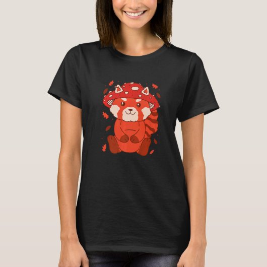 Bear Toadstool Hat Autumn Cat Bear Red Panda   Tシャツ (正面)