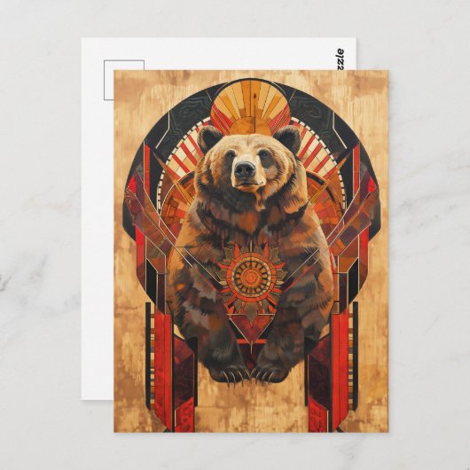 Bear Totem – Strength in Deco Style ポストカード (正面/裏面)