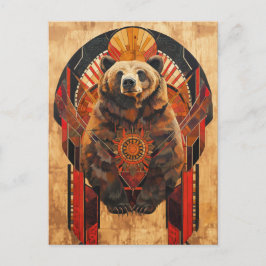 Bear Totem – Strength in Deco Style ポストカード