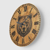 Bear Wall Clock - Wooden Style Design ラージ壁時計 (傾斜)