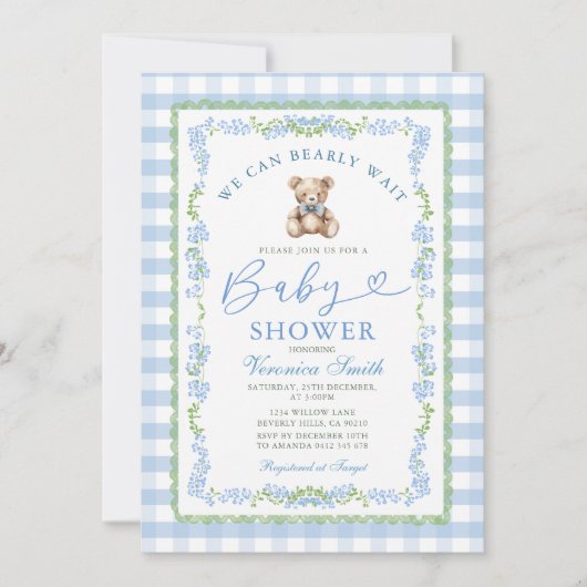 Bear We Can Bearly Grandmillenial Baby Shower  招待状 (正面)