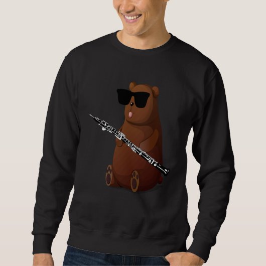 Bear Wearing Sunglasses Playing Oboe スウェットシャツ (正面)