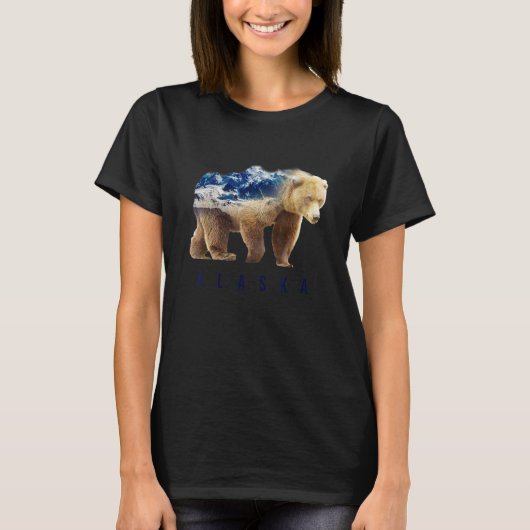 Bear Wild Animal Snow Mountain October 18th Alaska Tシャツ (正面)