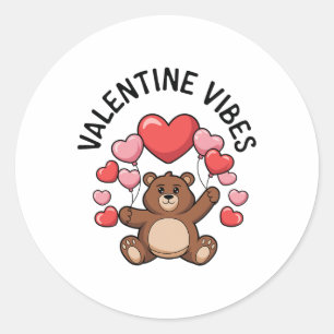 Bear Withハートfor Valentine's Day Valentine Vibe ラウンドシール