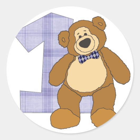 Bear with 1 Circleスタンプ ラウンドシール (正面)