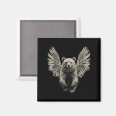Bear With Angel Wings Retro Wildlife Artwork Flyin マグネット (正面/裏面)