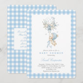 Bear with Balloon Baby Shower Boy 招待状 (正面/裏面)