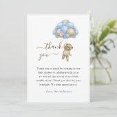 Bear with Balloons Baby Boy shower Thank you card サンキューカード (スタンド正面)