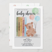 Bear with Books Bearly Wait Gender Reveal 招待状 (正面/裏面)