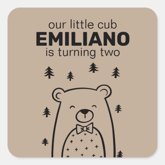 Bear with Bow Tie、ステッカー スクエアシール (正面)