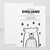Bear with Bow Tie, Boy's birthday party invitation 招待状 (正面/裏面)