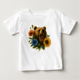 Bear with Flowers ベビーTシャツ