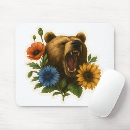 Bear with Flowers マウスパッド