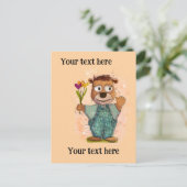 Bear with flowers. Customizable ポストカード (スタンド正面)