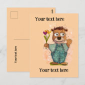 Bear with flowers. Customizable ポストカード (正面/裏面)