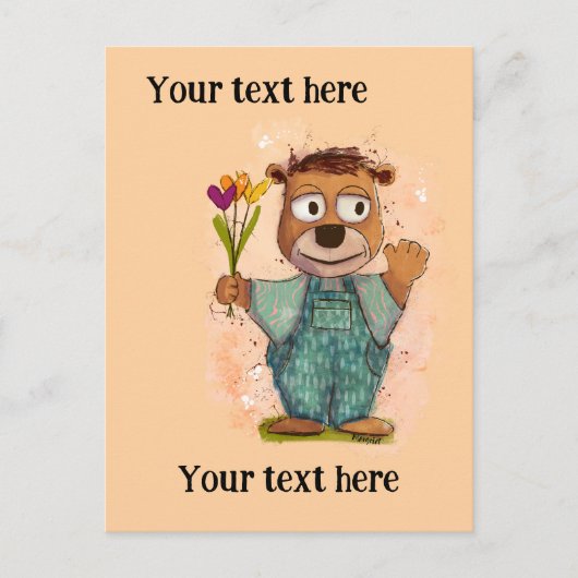 Bear with flowers. Customizable ポストカード (正面)