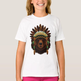 Bear with Indian headdress Tシャツ
