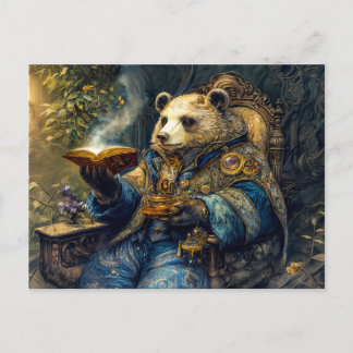 Bear with Magical Book and Teacup ポストカード